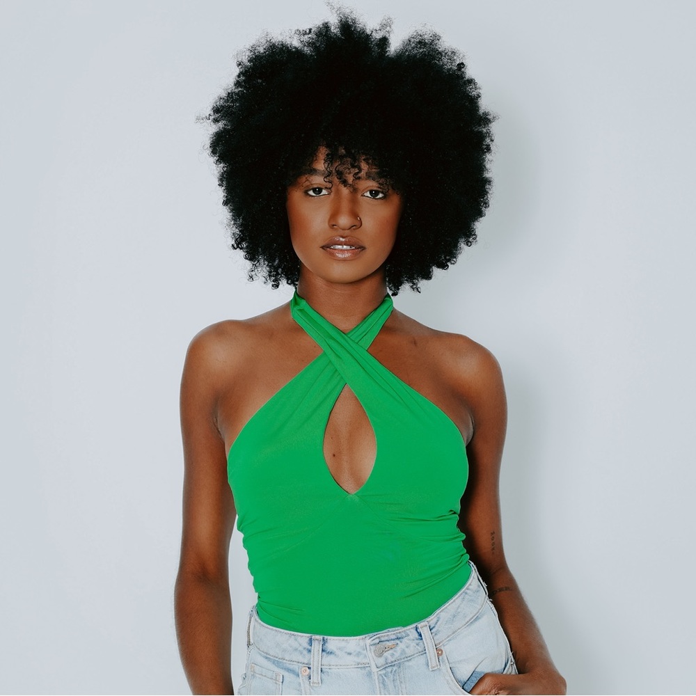 Klassy Network Green Halter Bodysuit